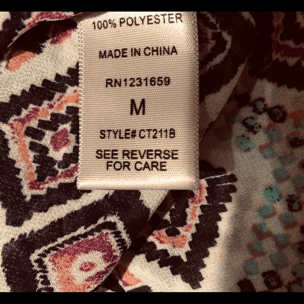 Charlotte Russe Sheer Top.  Size Medium purple, teal and black multi colors - Picture 6 of 15